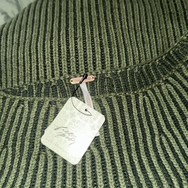 NWT Free People Boat Neck Tunic Sweater Small, CHIVE COMBO Small - Image 6