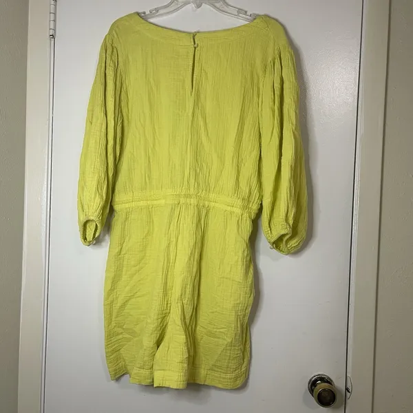 NEW! Anthropologie Yellow gauze cotton drawstring romper size medium $128 - Image 5
