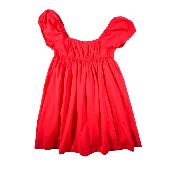 Abound Babydoll Dress Womens Small Red‎ Puff Sleeve Square Neck Cotton Mini - Image 2