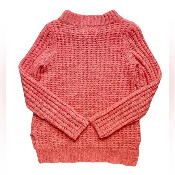Anthropologie Field Flower Waffle Stitch Coral Pink Sweater - Image 5