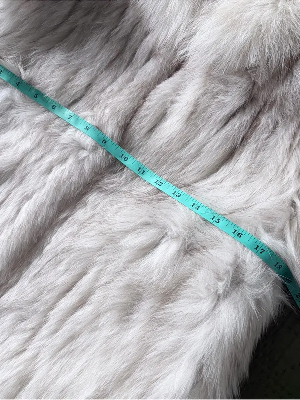 SAGA FOX Real Fur Coat Jacket White Grey Small Genuine Luxury Winter - Image 5