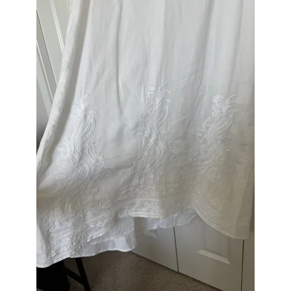 J. Jill Elements Linen White Elliptical High Low Sleeveless Large Dress - Image 3