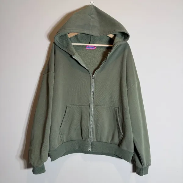 Edikted Nova Oversized Hoodie Full Zip Sweatshirt Womens XS/S Olive Green Lounge - Image 5