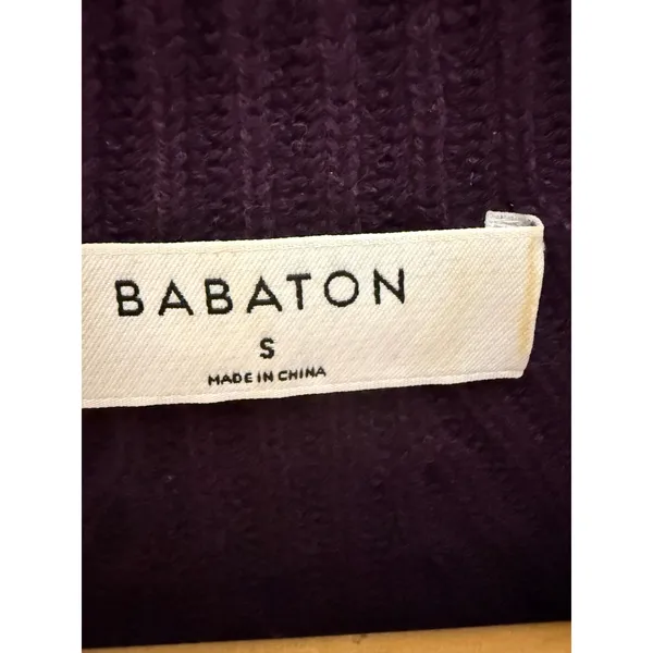 Babaton Purple Ribbed Knit Mock Neck Long Sleeve Sweater Top Plum Womens - Image 4