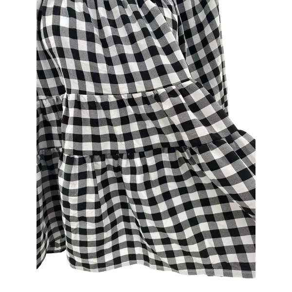 Entro Black and Off White‎ Gingham Print Woven Top NWT Small Checker 3/4 Sleeve - Image 3