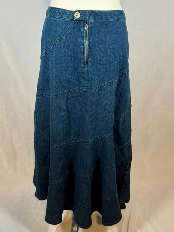 VINTAGE Y2K-era Baccini denim paneled maxi skirt size 6 - Image 3