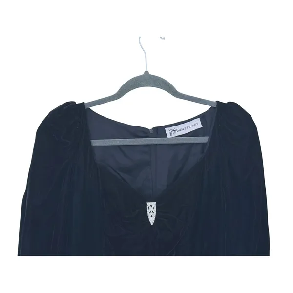Vintage 90s Crushed Velvet Sweetheart Mini Dress Small Black Y2K Vamp Witchy - Image 4