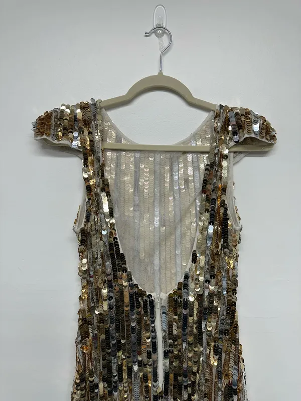Topshop Gold Sequined Mini Dress - Image 9