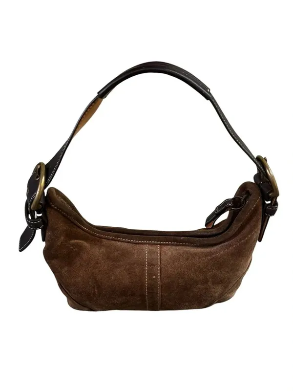 Coach D3S-9503 Suede Leather Shoulder Bag Handbag Brown Vintage - Image 2