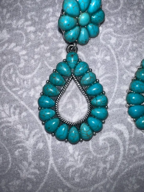 Turquoise earrings ( false) Blue - Image 2