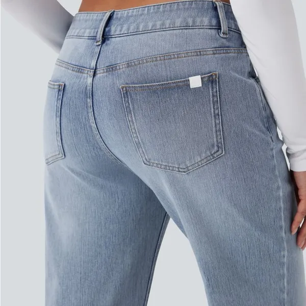 H14.- Halara Flex™ Asymmetric Low Rise Wide Leg Casual Jeans with Pockets. LR - Image 5