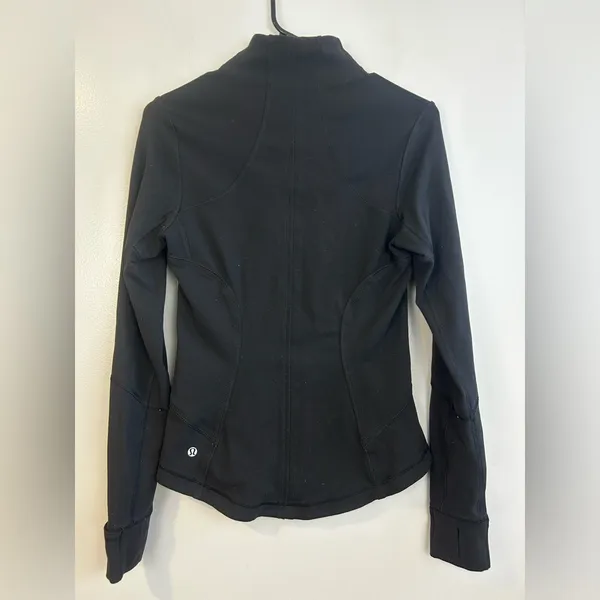 Lululemon Black Forme High Neck Zip Up Jacket w/ Thumb Holes Size 6 - Image 9