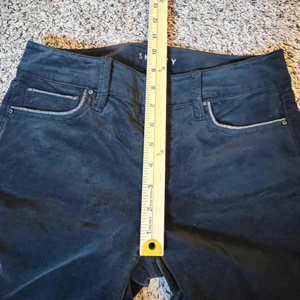 White House Black Market The Skinny Black Velvet‎ Pants Metallic Trim Size 2 - Image 7