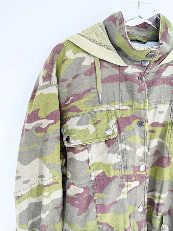 Free People Nocturne Camo Parka Jacket Women's Size S Green Utility Grunge - Image 6