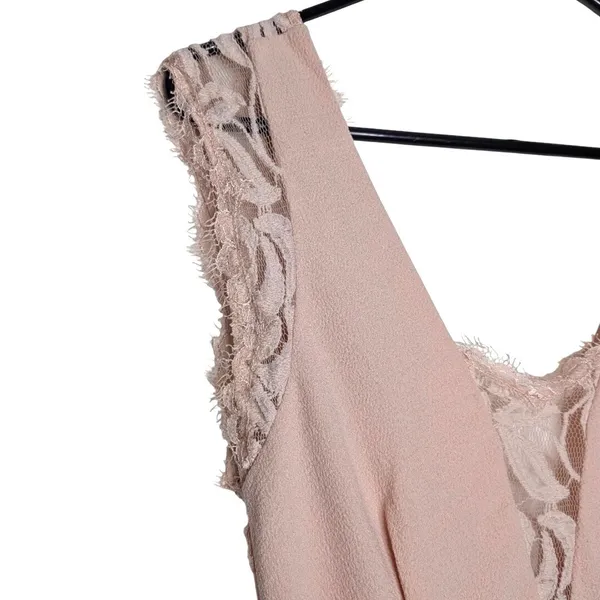 BCBG Womens Blush Pink Lace V-Neck Mini Pleated Dress‎ Romantic Shower Wedding - Image 6