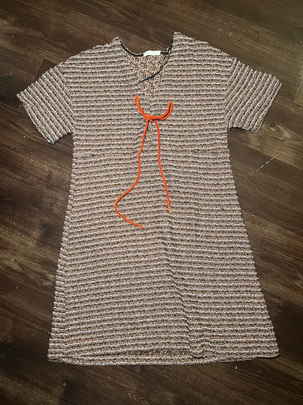 Zara Stripe Tweed Short Sleeve Dress Size Small - Image 2