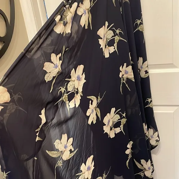 Lulu’s All Mine Navy Blue Floral Print High-Low Wrap Dress - Image 8