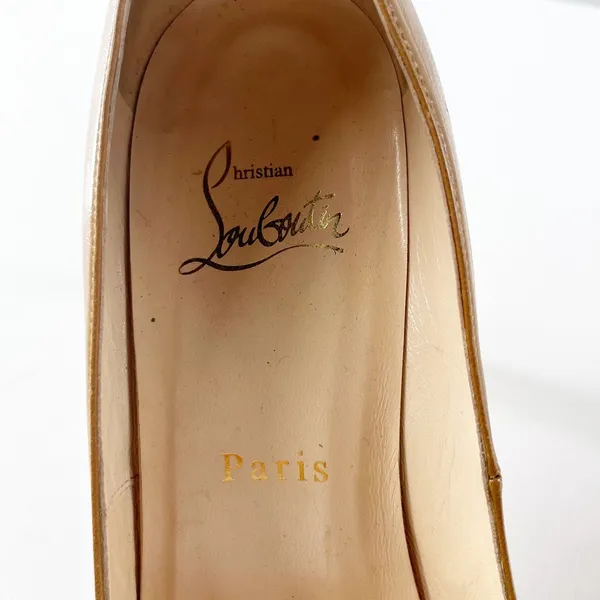Christian Louboutin Pigalle Pointed Toe Leather Heels Pumps Brown Tan Nude 6.5 - Image 5