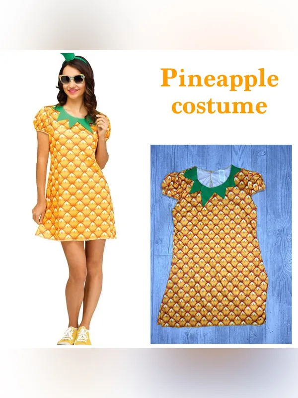 Pineapple Halloween costume dress up cosplay dress 2-8 stretchy short sleeve - Image 2