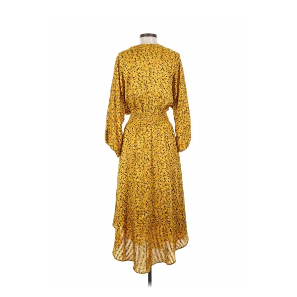 Anthropologie Yellow Floral Springtime Boho Party V-neck long Dress Size S - Image 4