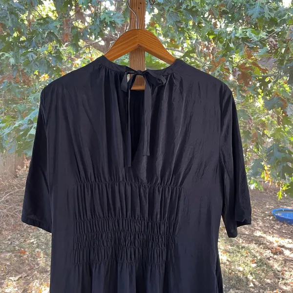 Zara Women's Short Sleeve Smocked Pleated Midi Dress Black Size M - Image 6