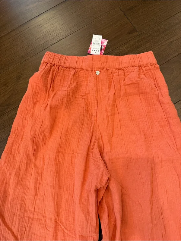 Roxy Apricot Golden Tropics Wide-Leg Pants Size Medium NWT - C72-017 - Image 7