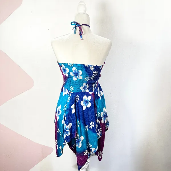Blue Hibiscus Babydoll Top Size Small‎ Asymmetrical Fairy Zara Larsson Y2K - Image 2