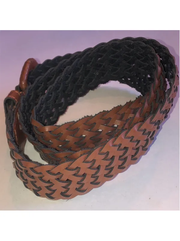 Brown Woven Faux Leather Retro Boho Belt - Image 2