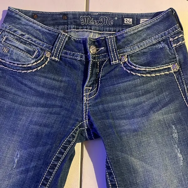 Miss Me Dark Blue Bermuda Jean Shorts size 26 - Image 2