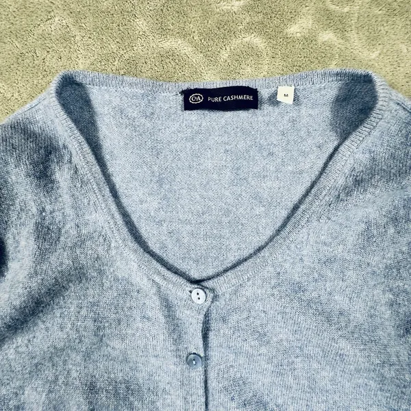 Pure Cashmere 100% Cashmere Cardigan Sweater Women M Button Up Preppy Minimalist - Image 6