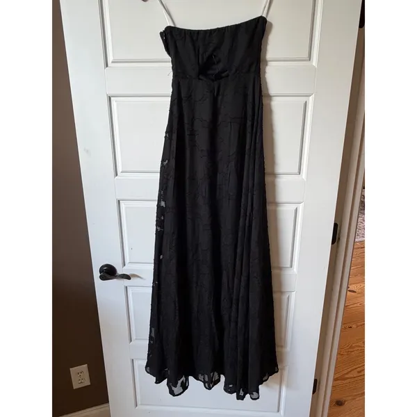 Lulus Amiri Black Floral Burnout Shift Maxi Dress XS Gothic Romantic Formal - Image 9