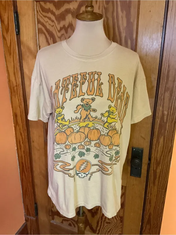 American Eagle Grateful Dead Pumpkin Patch Bears Graphic Band Tee XS Oversized - Image 7