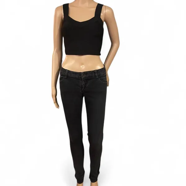 Alice + Olivia Black Low-rise Skinny Jeans Size 2 Boho Style EUC - Image 3
