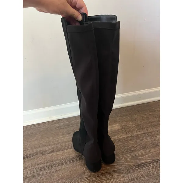 J. Crew Knee-high Boots with stretch heeled in black Size 7 - Image 4
