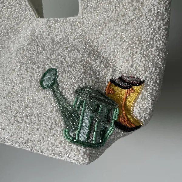 Beaded Purse Clutch Bag Made in India Vegetable Garden Cottagecore 10' x 7.5' - Image 6