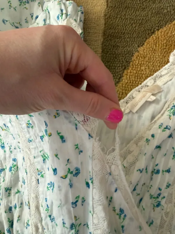 LoveShackFancy Carlo Dress Mini Short Tiered Ruffle Bonnett Blue Size Petite - Image 5