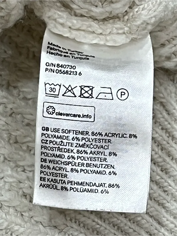 H&M Ivory Mixed Texture Cable Knit Sweater Size Medium - Image 10