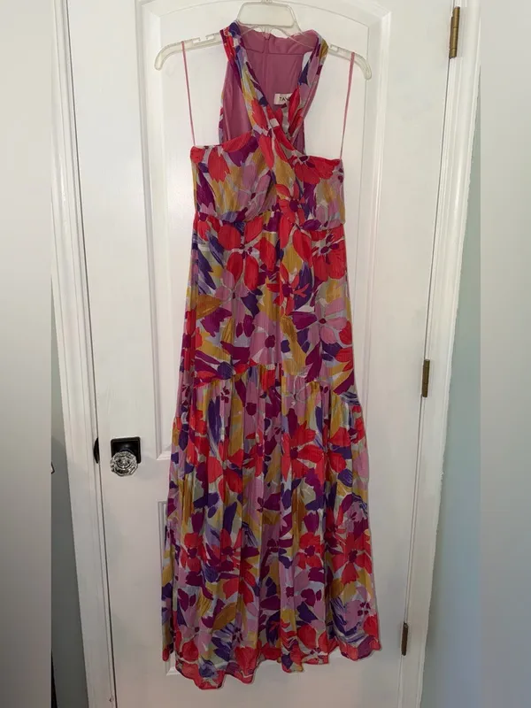 Colorful Floral Maxi Dress Pink Size 8 - Image 10