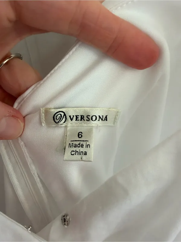 Versona White Ruffle Sleeve Tie Back Fit & Flare Dress Size 6 - Image 5