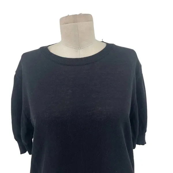 Versace Black Cotton Knit Short‎ Sleeve Sweater Size Medium - Image 2