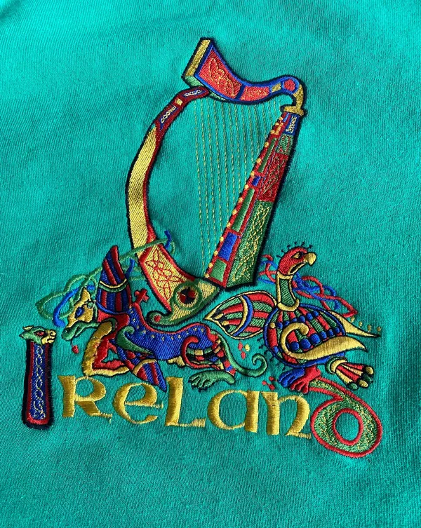 90s screen stars fotl ireland embroidered sweatshirt / xl - Image 3