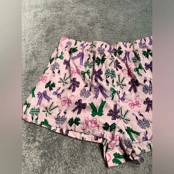 Pink Victoria’s Secret pajama lounge bow pattern Shorts large - Image 2