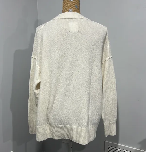 Aerie Women's CozyUp Cream Sweater Size Medium Oversized Crew Neck Soft - Image 8