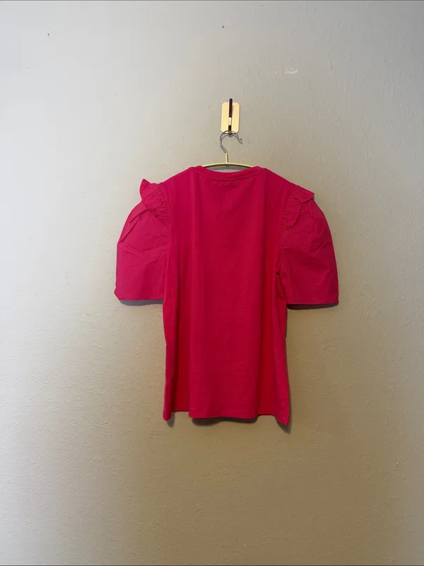 English Factory Top Cotton Pink‎ Ruffle Sleeve Top Size Small - Image 5