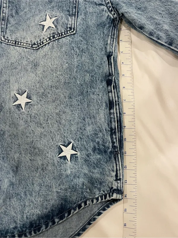 Mineral Wash Star Embroidered Denim Jacket - Image 11