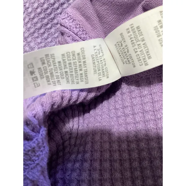 Offline by Aerie Purple Waffle Knit V Neck Long Sleeve Thumbhole Top XS - Image 7