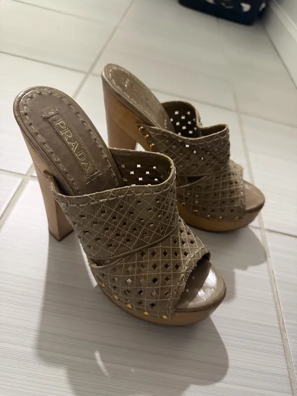 Prada vintage taupe/brown heals  - Image 2