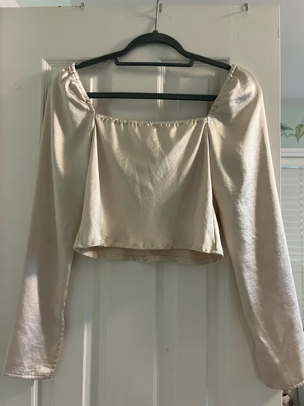 Princess Polly Love Song Top / Champagne Satin Long Sleeve Top - Image 6