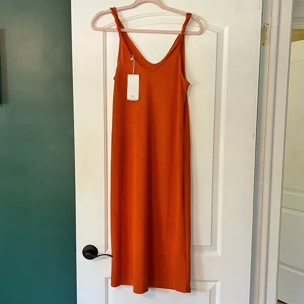 NWOT Mango orange midi dress - Image 4