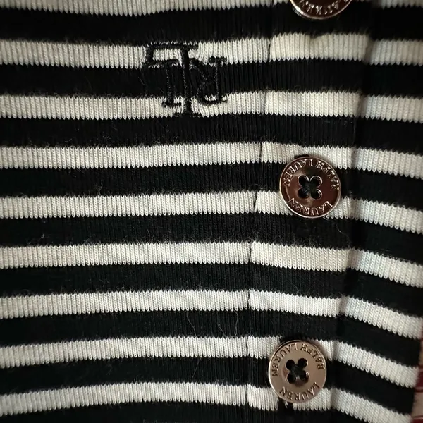 Lauren Ralph Lauren Black and White Boxy Polo Tee - Image 4